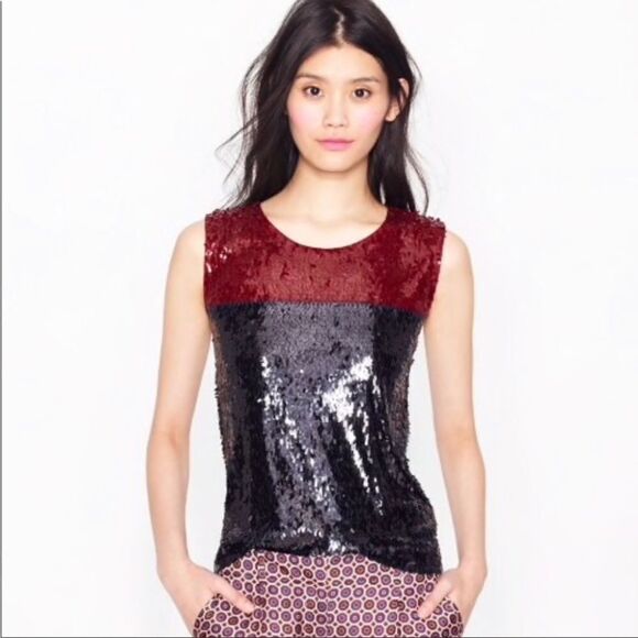 J. Crew collection colorblock paillette sequin tank. Size S. - Picture 1 of 10